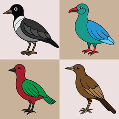 Set of cute birds isolated on white background. birds silhouettes set. Birds icon Set . Birds. Love Birds. Wildlife, Flying, illustration, Silhouette. Birds Vector illustration.