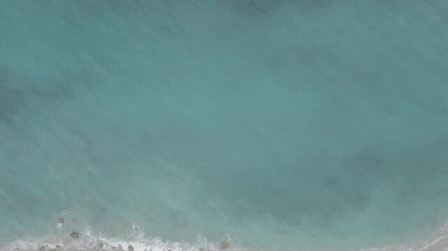 Aerial view of shore of Bunec Beach area in Summer 2022, Albania - raw data