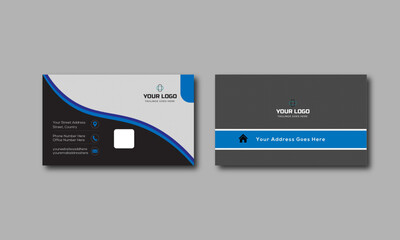 Fototapeta premium Business Card Template with Blue and Black Design