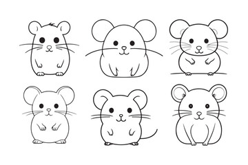 Rat line art vector illustration