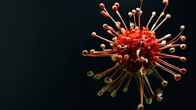 Molecule of The human immunodeficiency virus, AIDS virus on black background,copy space