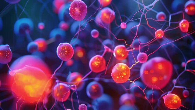 Molecules of Candida auris fungal infection in darkness,neon art