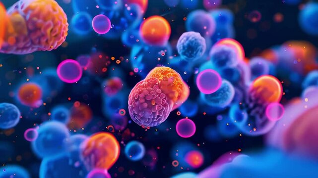 Molecules of Candida auris fungal infection in darkness,neon art