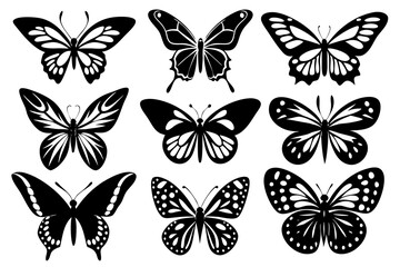  A set of bunches of Cute butterflies, sticker sheet, vector art illustration 