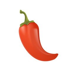 Chili pepper 3D icon isolate. Chili pepper on white background. Hot pepper top view, side view. Cartoon vegetable, zest