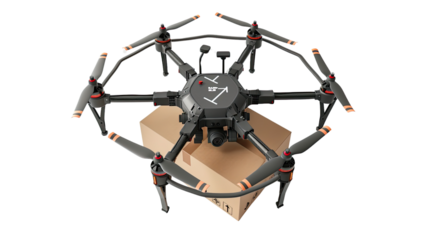 Delivery drone on transparent background