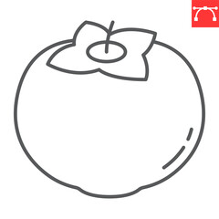 Persimmon line icon, fresh and fruit, persimmon vector icon, vector graphics, editable stroke outline sign, eps 10