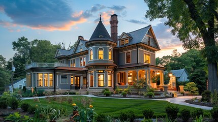 Fototapeta premium The historical renovation of a Suburban Victorian homea??s carriage house, now serving as a boutique guest house with vintage charm and modern amenities