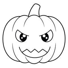 Cute Halloween Pumpkeen Vector on white background , Mandala coloring page