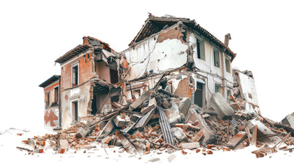 Fototapeta premium Demolished buildings on a transparent background