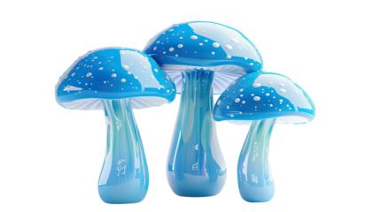 Florescent mushrooms on a transparent background