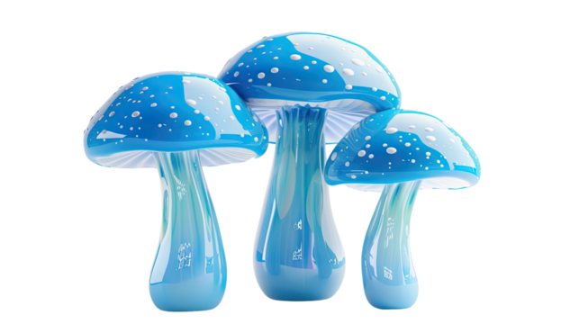 Florescent mushrooms on a transparent background