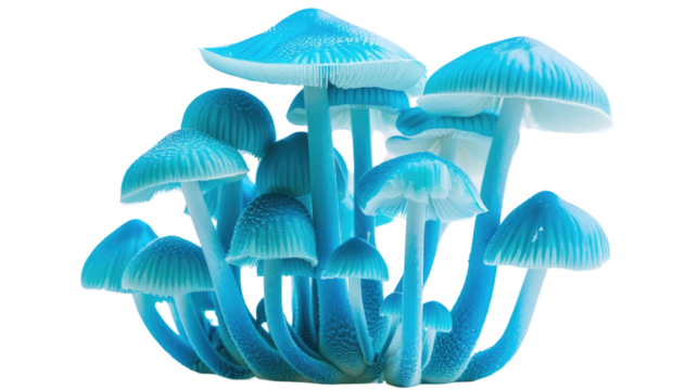Florescent mushrooms on a transparent background