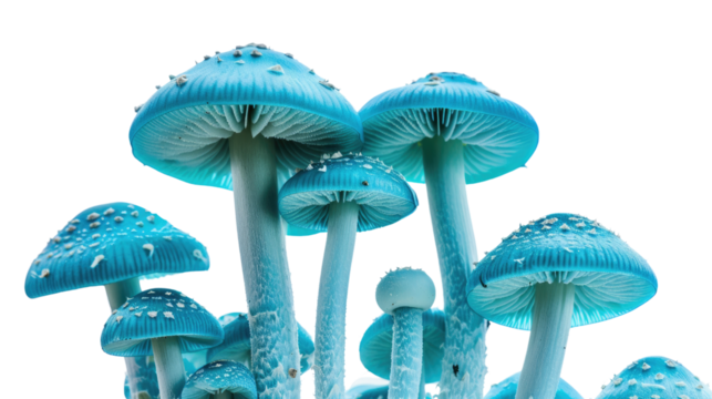 Florescent mushrooms on a transparent background