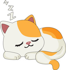 cute sleeping cat, kitty asleep, vector illustration