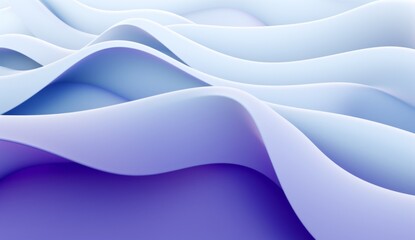 3D render of an abstract blue and purple wave shaped curve. The image is rendered in the style of curved shapes and flowing colors typically seen in abstract artworks. Any Chinese characters in the or