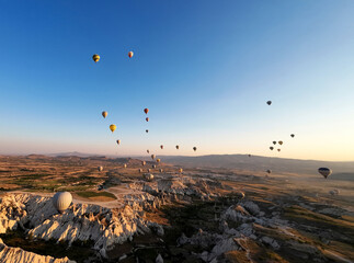 World famous Cappadocia, fairy chimneys, hot air balloons