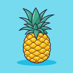 Pineapple ananas fruit cartoon vector icon logo illustration food nature icon concept flat cartoon drawing art isolated background