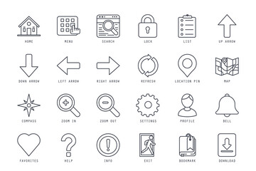 Set of Navigation icons vector illustration. icons bundle isolated on white background.