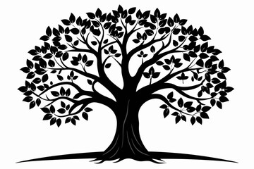 A tree vector art illustration silhouette black color