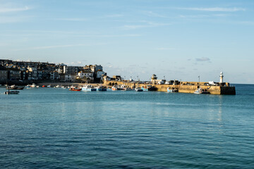 High tide in St Ives harbour beach, Cornwall