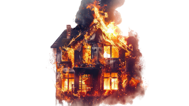 Burning house on transparent background - Powered by Adobe