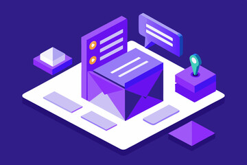  Email isometric view, vector art illustration