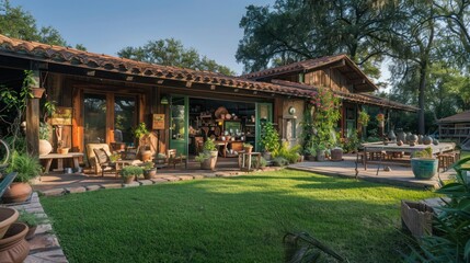 Ranch-style home with an artisan workshop in the backyard, offering classes in pottery, painting, and woodworking
