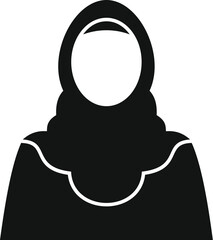 Black silhouette of an adult woman wearing a hijab, representing islamic faith and cultural identity