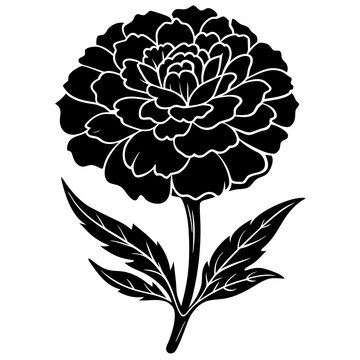 black peony flower silhouette clip art preview