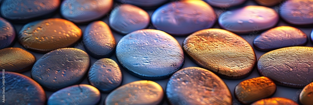 Aufkleber Close-Up View of Smooth, Multicolored Pebbles Arranged in an Abstract Pattern