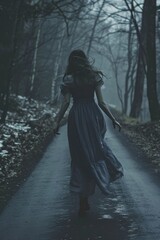 Fototapeta premium Woman walking on road