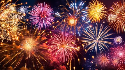 Fototapeta premium Dazzling fireworks light up the night sky in a mesmerizing display of color and light