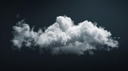 Single cloud in the air, isolated on black background, perfect for designs featuring fog, white clouds, or haze. Abstract cloud or dust, isolated on black