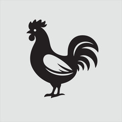 rooster silhouette illustration Vector. rooster isolated on white background.