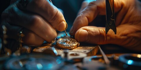 Person repairing wristwatch