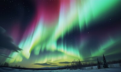 Obraz premium Beautiful aurora borealis northern lights in the sky over mountains