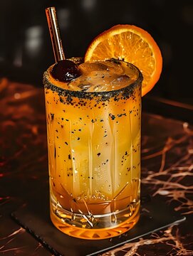 Colorful Glassware Featuring Giada Wallbanger Cocktail with Herbal Liqueur Base