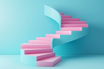 Obraz premium Minimalistic spiral staircase in pastel colors and modern design concept