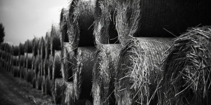 Black and White Hay Bales - Powered by Adobe