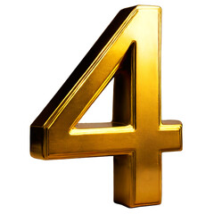 3d gold number 4 on white background, png 3d gold number 4