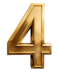 Obraz premium 3d gold number 4 on white background, png 3d gold number 4