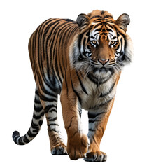 Naklejka premium Standing Tiger isolated on transparent background.