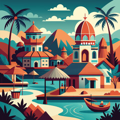 beautiful village design vector illustration