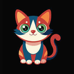 cute cat design vector art illustration 