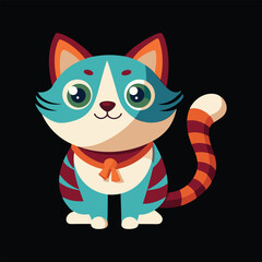 cute cat design vector art illustration 