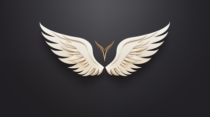Obraz premium White Feathered Wings with Gold Accents in Elegant Design