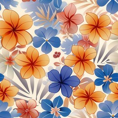 seamless hawaiian flowers, plumeria