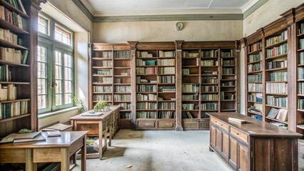 Obraz premium a-giant-library-with-dusty-old-shelves