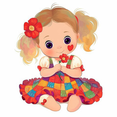 Obraz premium girl cartoon country outfit